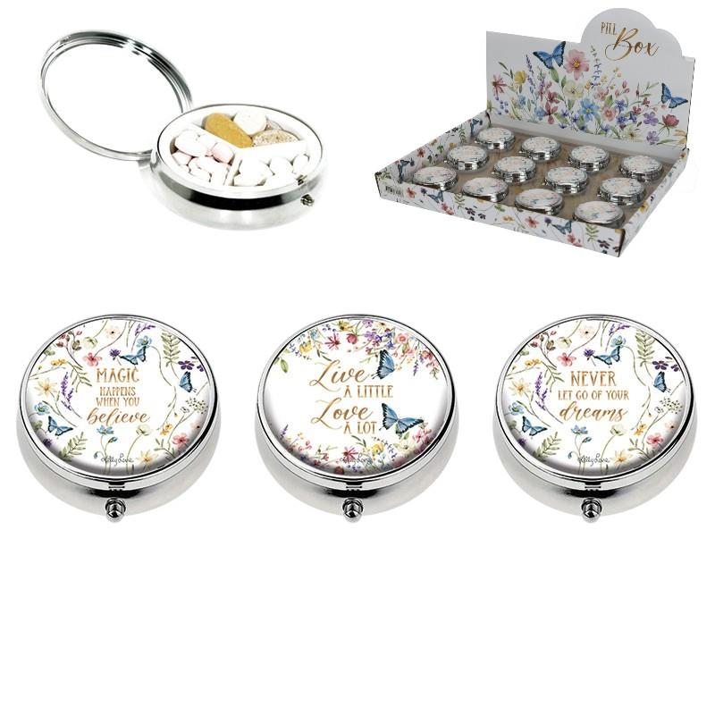 Blue Butterfly Pill Box 3 ass KL – 6cm