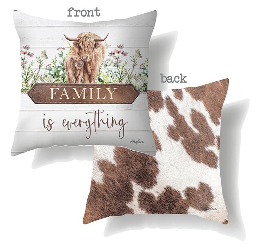 Cushion with Highland Cow Design by Kelly Lane – 45 × 45cm
