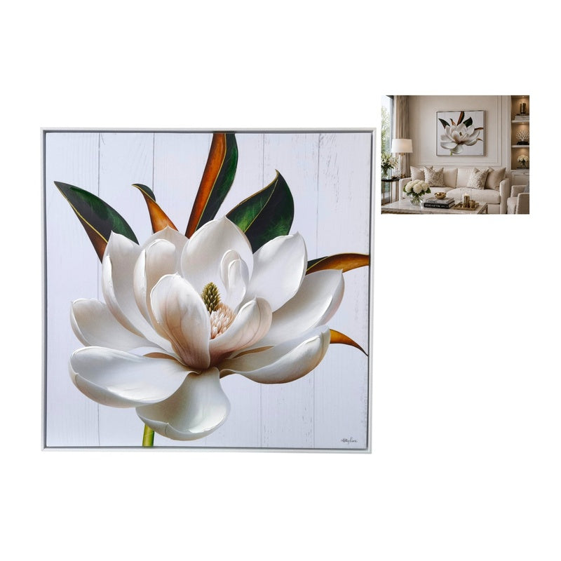 Magnolia Canvas Framed – 80 × 80cm