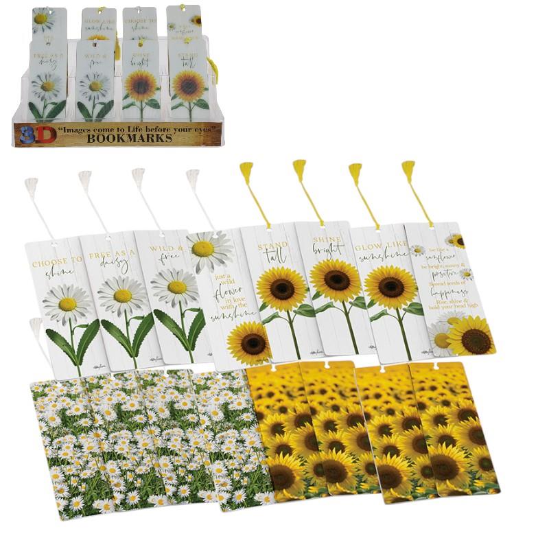 Sunflower & Daisy Bookmarks 8 Ass Kl