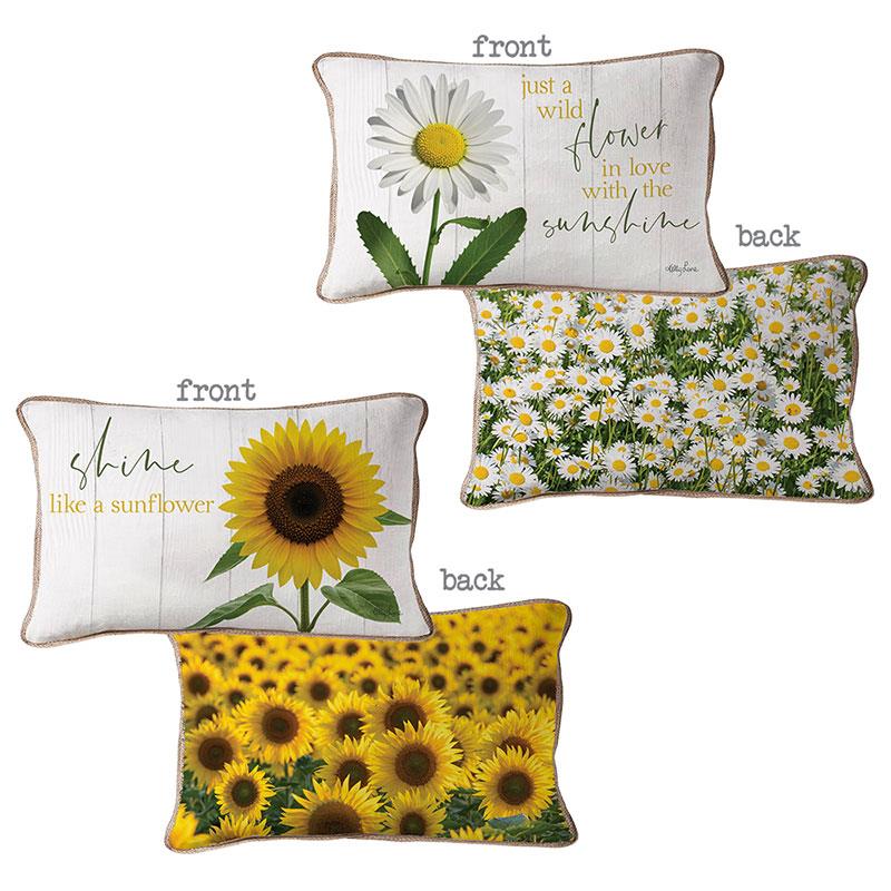Sunflower & Daisy Cushion – 30 × 50cm