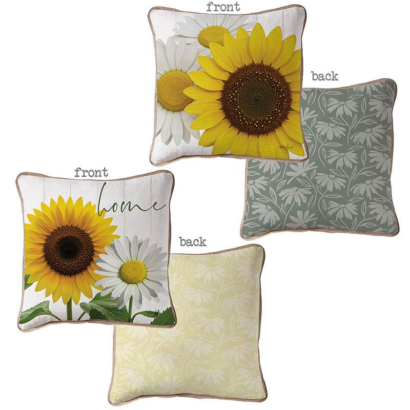 Sunflower & Daisy Cushion 2 ass – 45 × 45cm