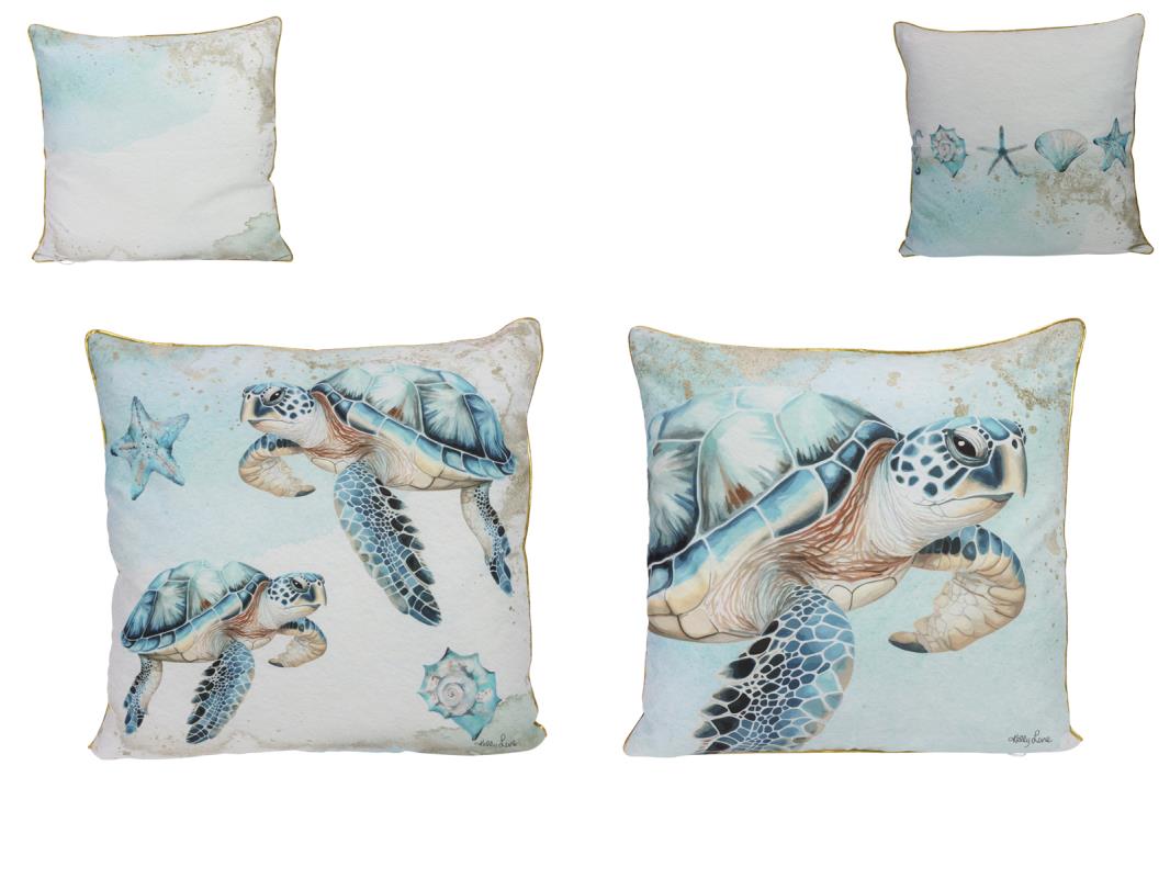 Turtle Coastal Cushion D/Sided Kelly Lane – 45 × 45cm