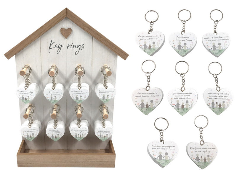 Heart Key Ring on Display. House 8 Assorted – 4cm