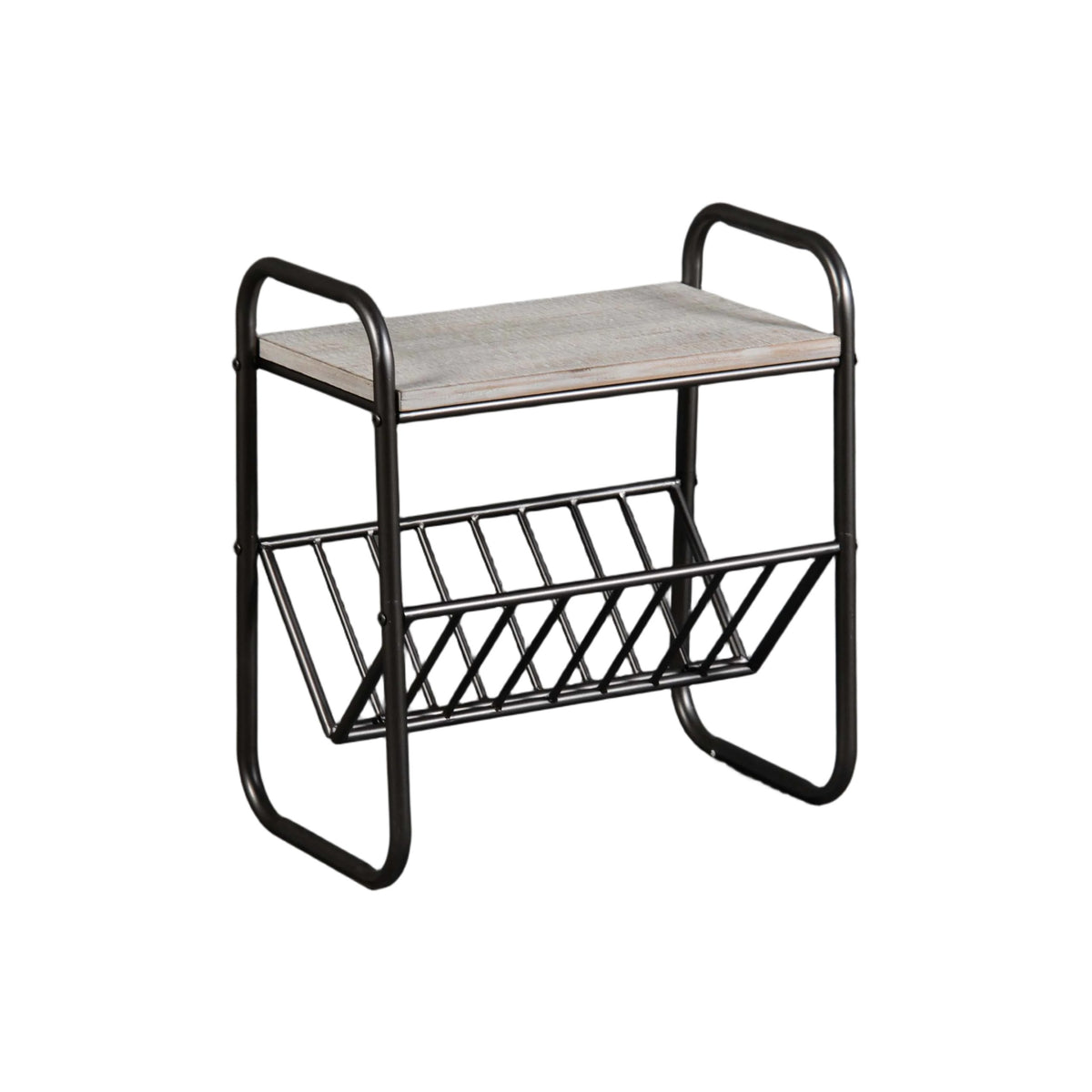 Metal magazine holder with MDF top