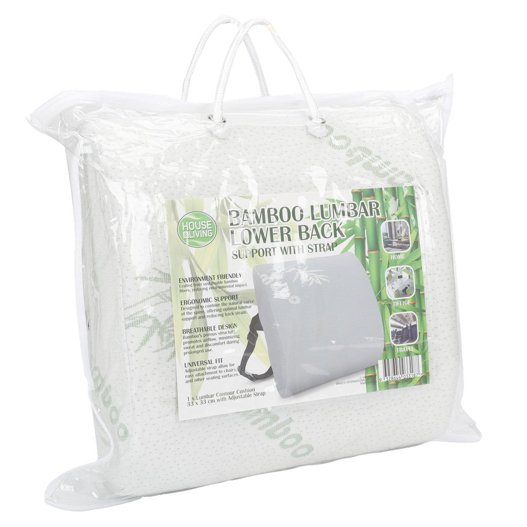 Pillow Lumbar Support W/strap Bamboo product photo - Price Busters Variety