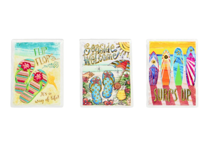 Beach with Gold Wording Magnets 3 Assorted – 6 × 8cm