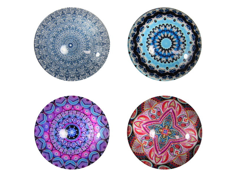Boho Round Glass Magnet 4 Assorted – 5cm