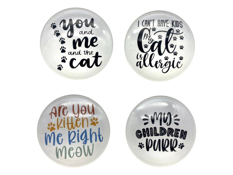 Round Glass Cat Magnet 4 Assorted – 5cm