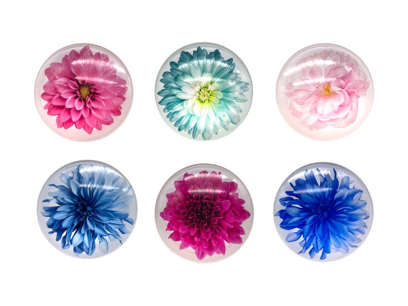 Round Glass Flower Magnet 6 Assorted – 5cm