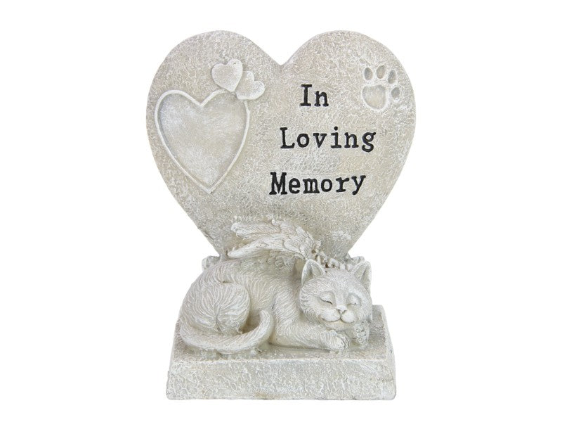 Memorial Cat with Love Heart – 17cm