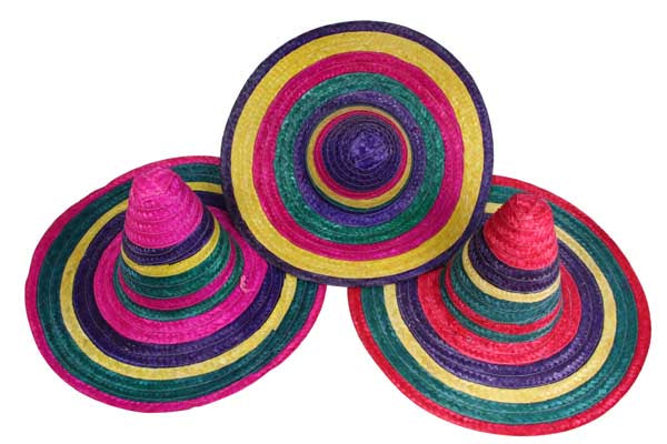 Multicoloured Mexican Sombrero Party Hat 3 Assorted – 49cm