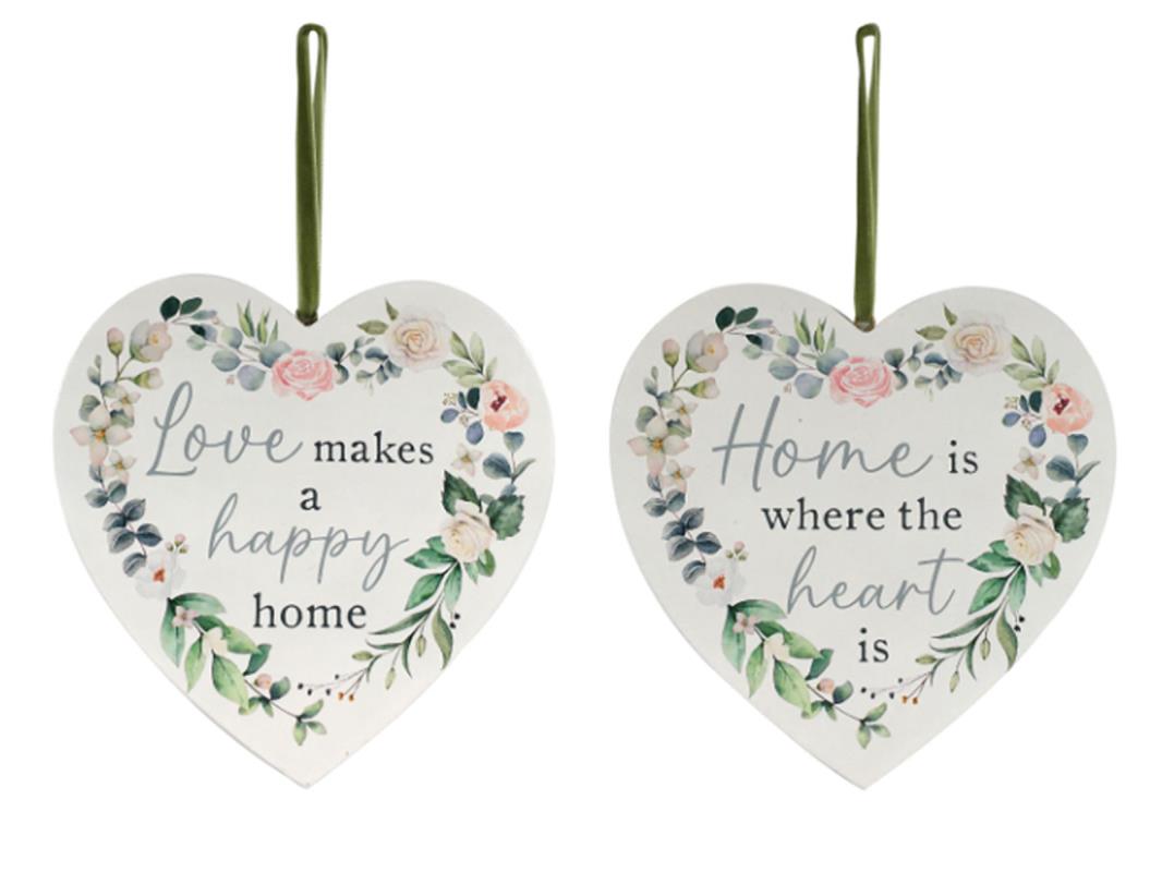 Heart Plaque with Love And Home – 15cm