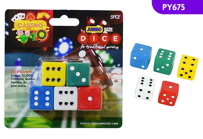 5 Piece Jumbo Dice Set 5 Colours