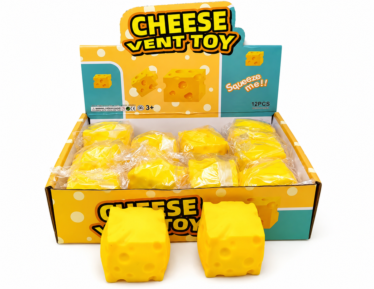Yellow cheese-shaped squishy toy, 5.5cm