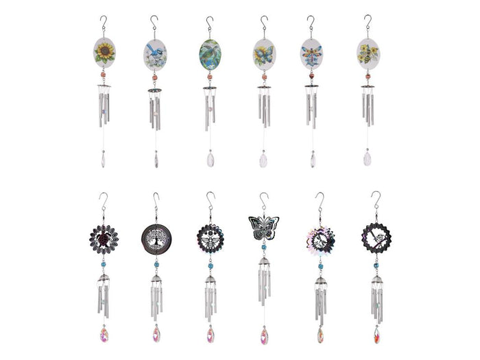 Spiral & Glass Mixed Wind Chime Pack 12