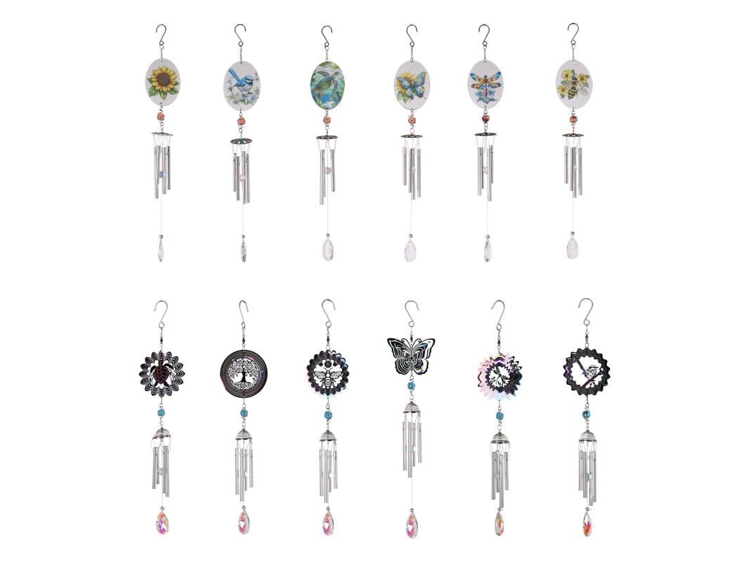 Spiral & Glass Mixed Wind Chime Pack 12