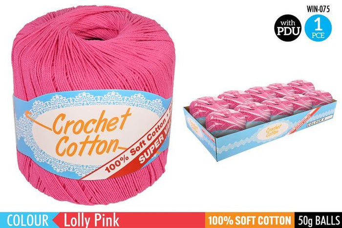 1 Piece Crochet Cotton Lolly Pink - 50 g