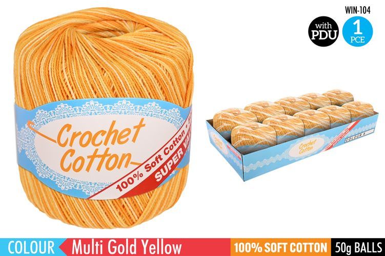 1 Piece Crochet Cotton Multi Gold Yello - 50 g