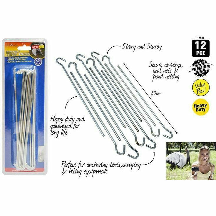 12pce Camping Tent Pegs-23cmL