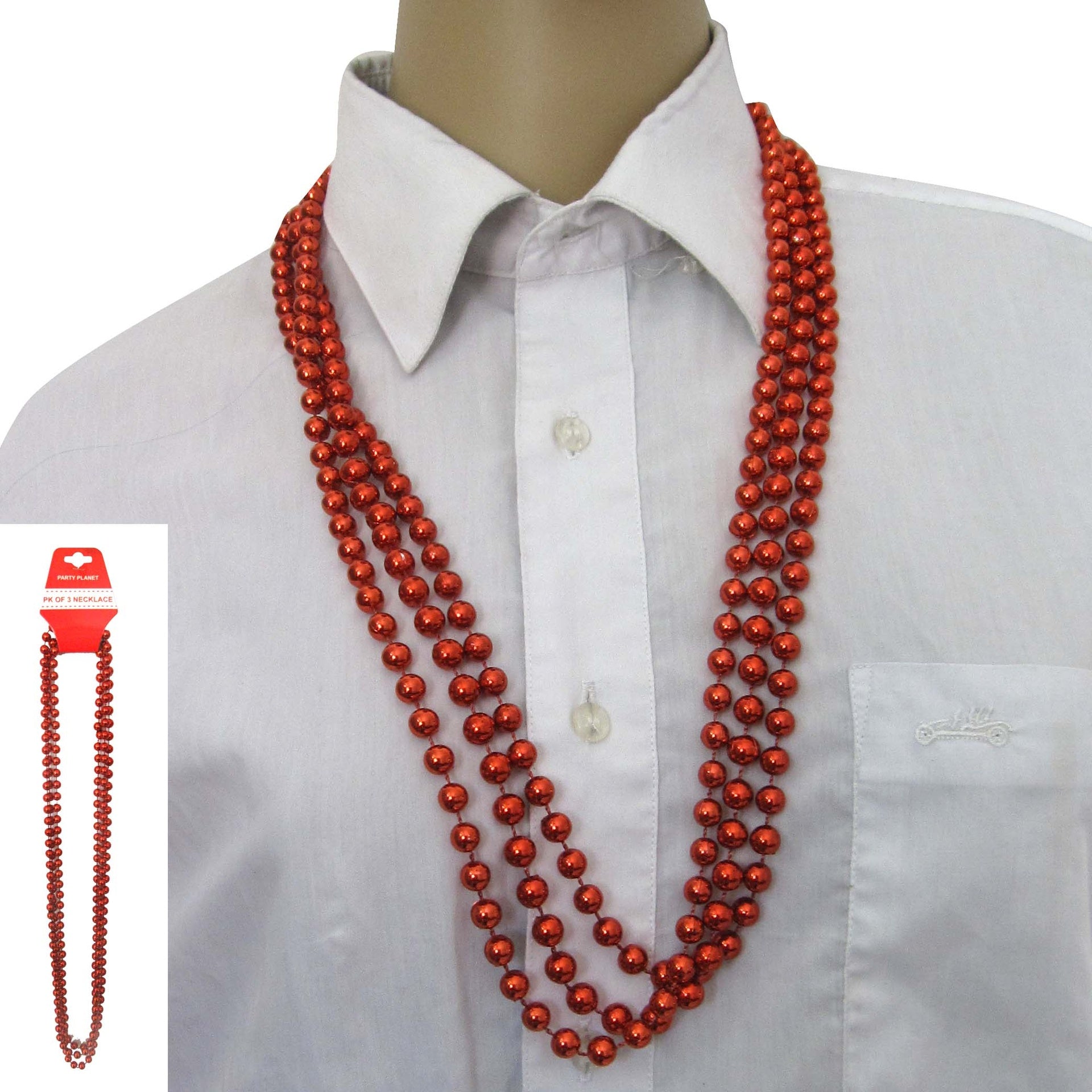 3Pk 80Cm Party Necklace-Red