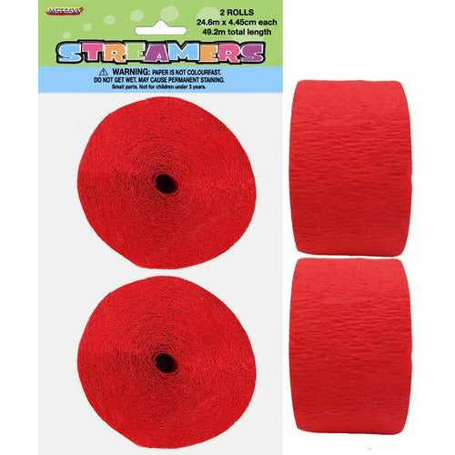 2 Crepe Streamers - Ruby Red