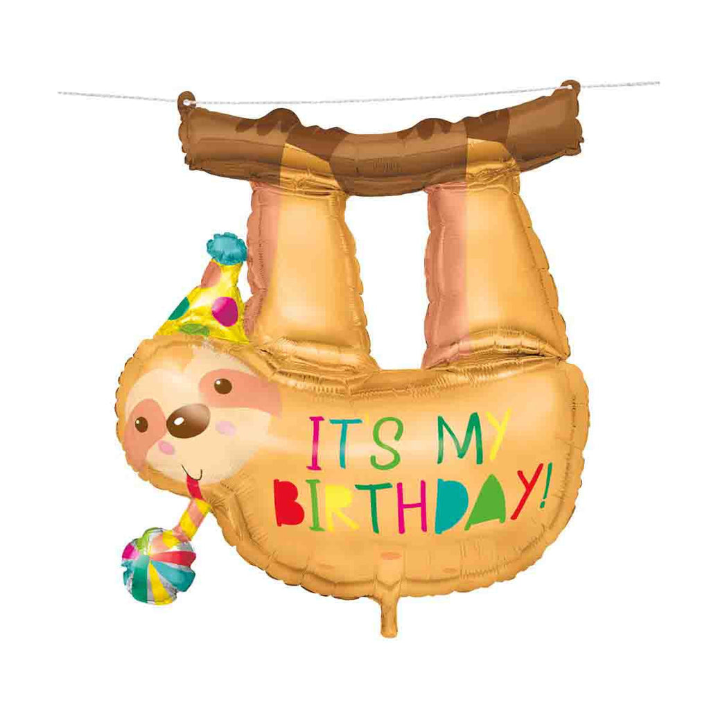 22" Hnging Sloth Bday Gnt Fl Blln-Pkg