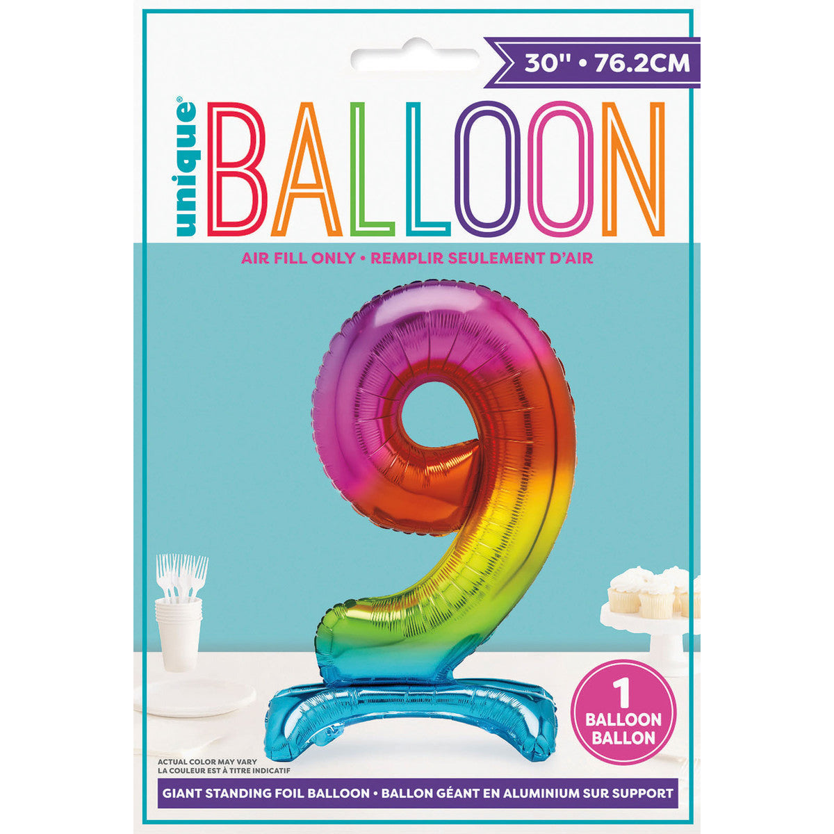 30in pkg Rainbow Fl Stnd Num Blln-9