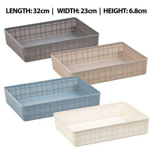 Plastic Basket A4 Fabric Pattern 32 x 23 x 6.5cm product photo - Price Busters Variety