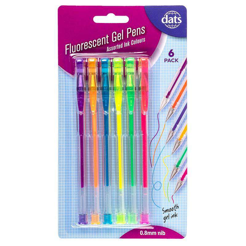 Pen Gel 6 Pack Mixed Fluro Ink Colours - Stationery product at Price Busters Variety