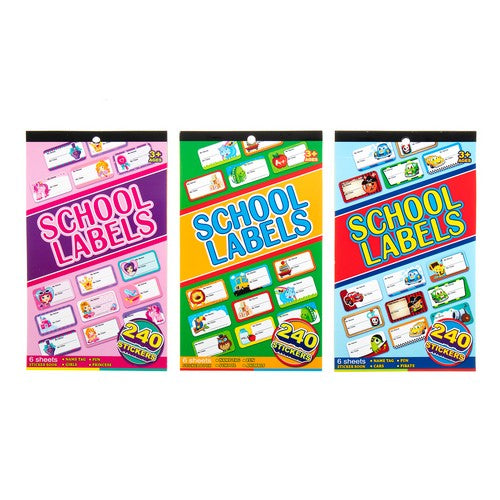Labels / Stickers Kids School Book 240Pc 3 Assorted - Stationery product at Price Busters Variety