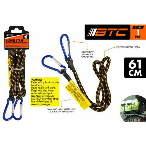 1pce Bungee Strap w/Carabiner Hook-61cmL