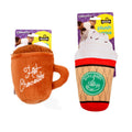Dog Toy Plush Cuppa 2 Assorted Coffee / Hot Choc Squeaky - Pets product at Price Busters Variety