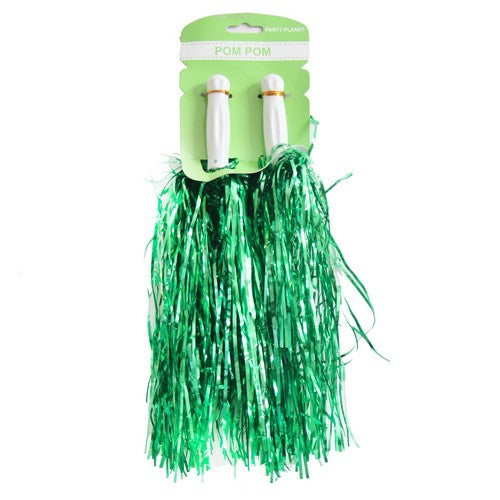 2Pk Metallic Pom Pom-Green
