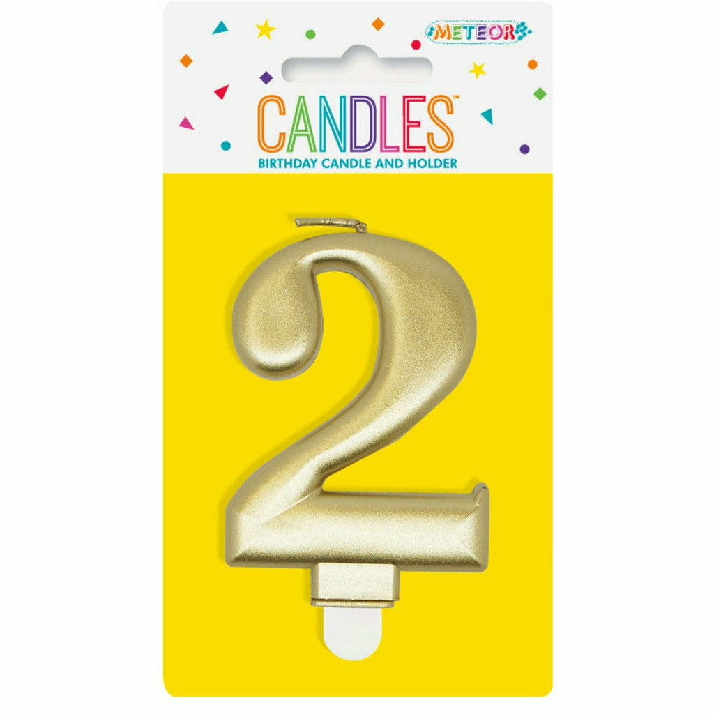 Metallic Gold B'Day Candle - Number 2