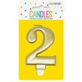 Metallic Gold B'Day Candle - Number 2