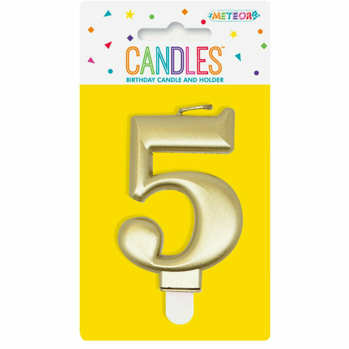 Metallic Gold B'Day Candle - Number 5