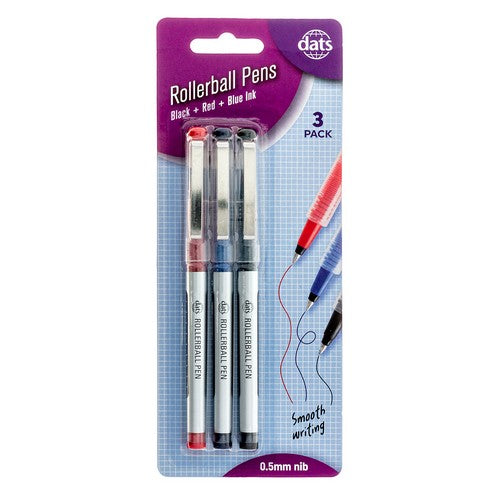Pen Rollerball 3 Pack Mixed Black Blue Red Ink - Stationery product at Price Busters Variety