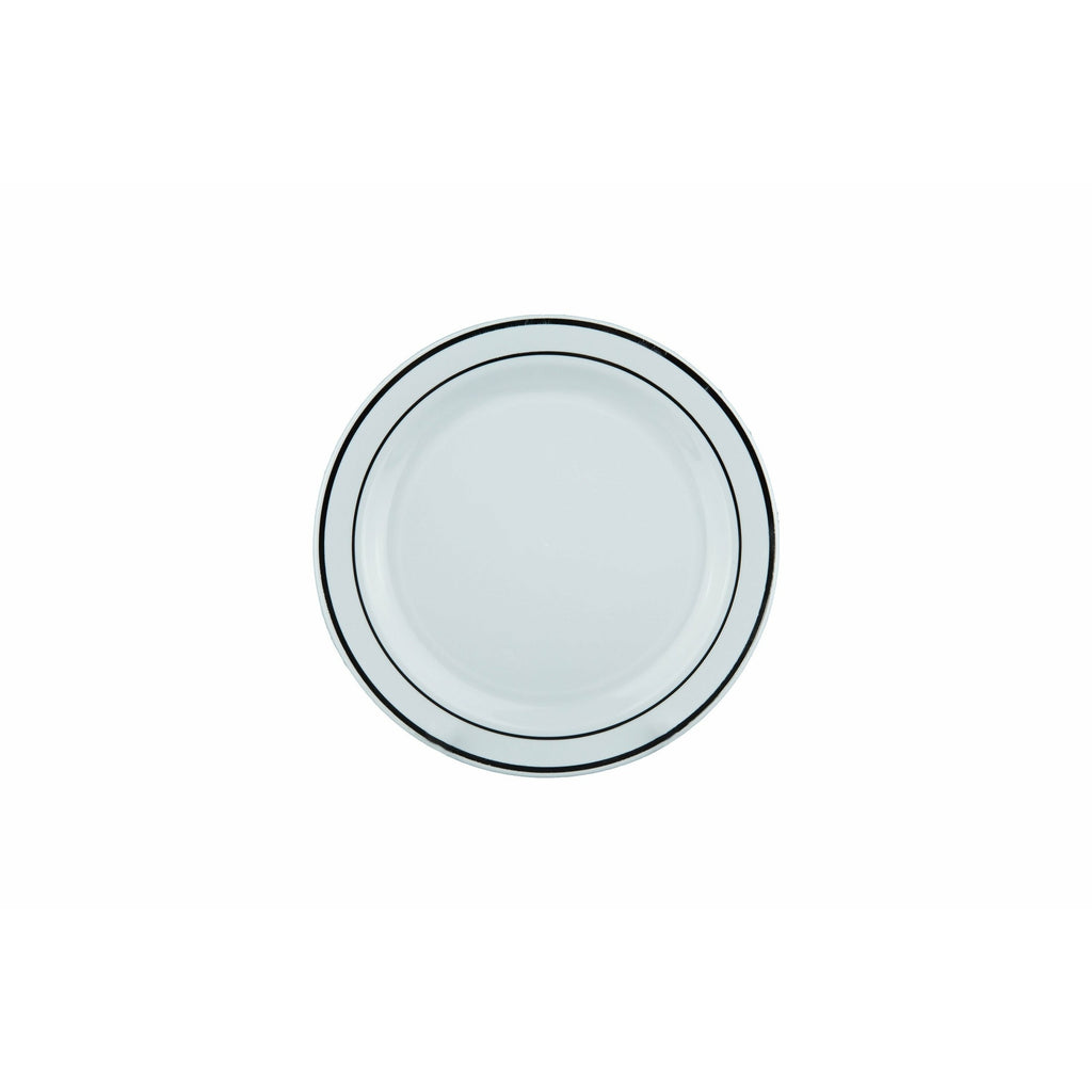 Deluxe Plate Silver Rim 19cm 6pk