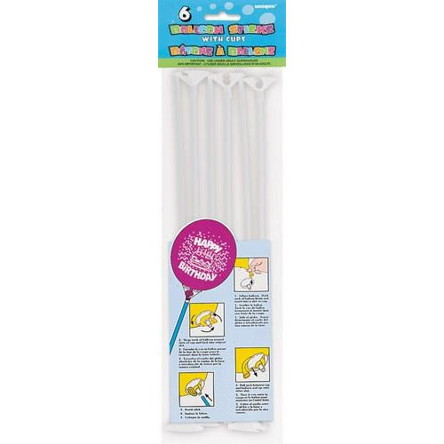 6 Bln Sticks & Cups - White - 30Cm (12")