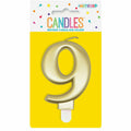 Metallic Gold B'Day Candle - Number 9