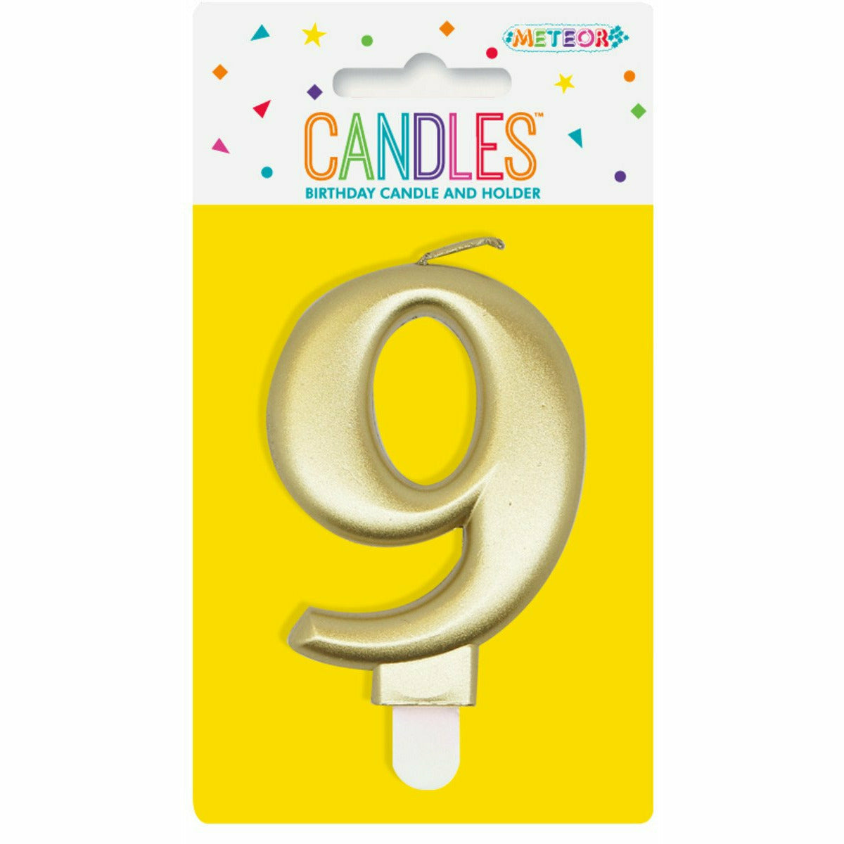 Metallic Gold B'Day Candle - Number 9