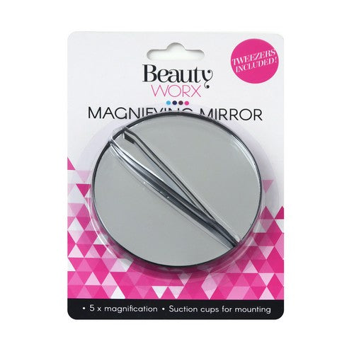 Mirror 5x Magnifying with Suction Caps and Tweezers - Health & Beauty product at Price Busters Variety