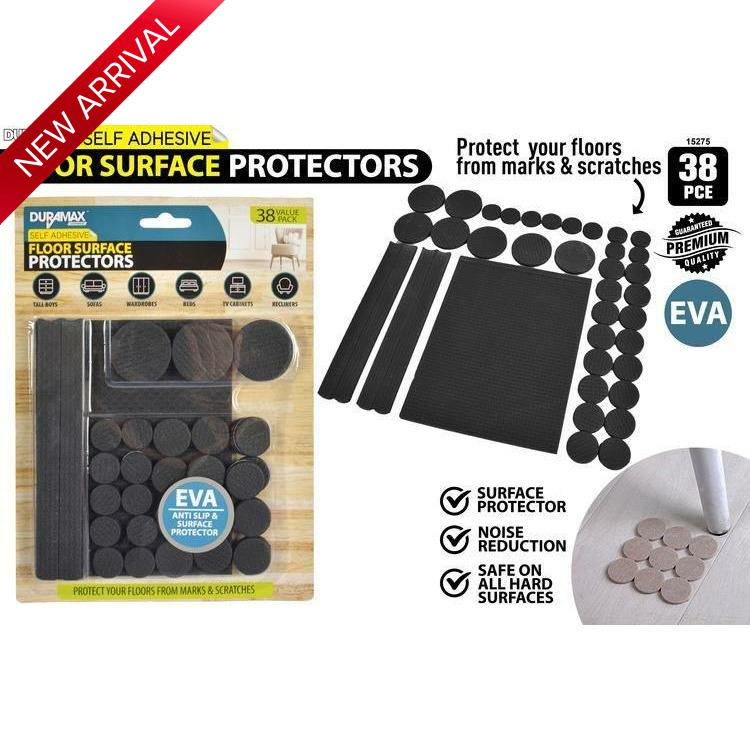 38pce Self/Adh Rubber Pads-Black-AstSize