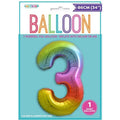 Numeral Foil 34" Pkg-Rainbow 3