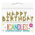 Gold "Happy Birthday" 13 Pick Candles