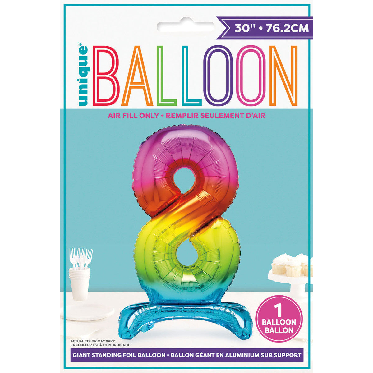 30in pkg Rainbow Fl Stnd Num Blln-8