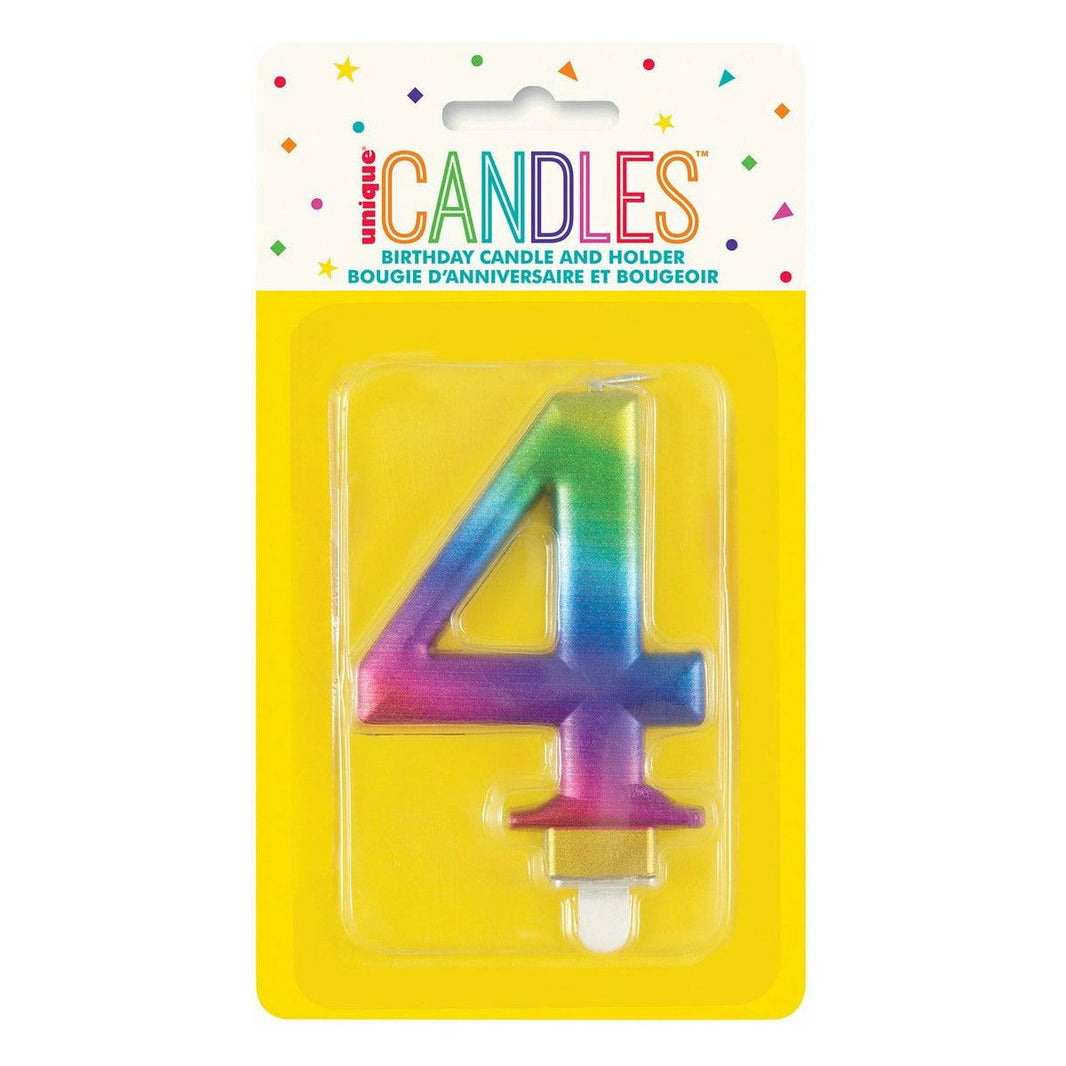 Met Rainbow B'Day Candle - Number 4
