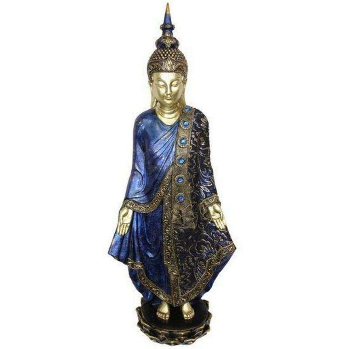 Standing Rulai Buddha Blue & Gold 64cm