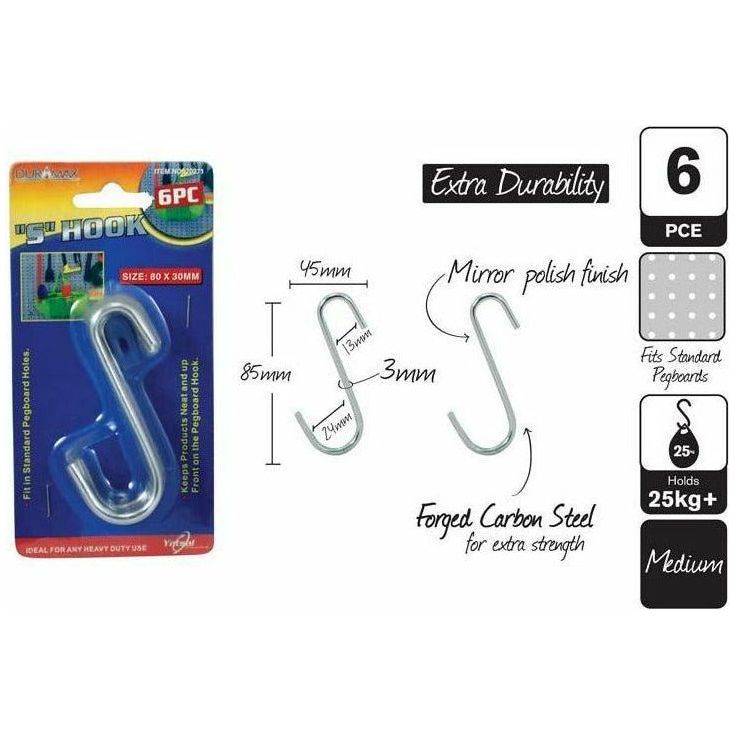 6pce S-Hooks-80x30mm-Medium